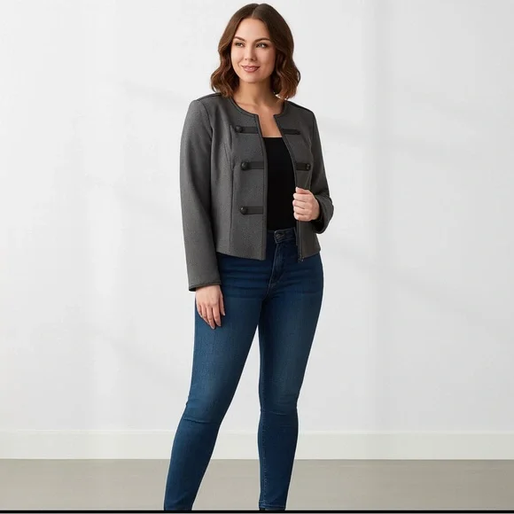 Torrid Womens Blazer 1X Gray Military Style Jacket Cropped Casual  Fall - Picture 5 of 10